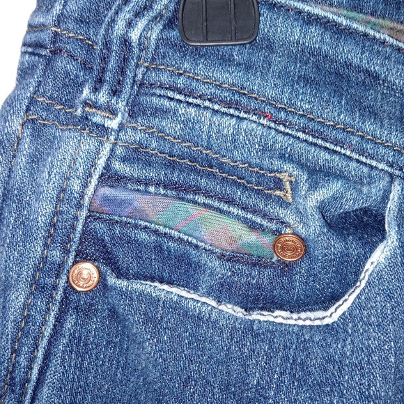 Dollhouse Boot Cut Blue Jeans Punk Metal Bar Hook And Eye Closure Raw Hem 5/6 - Picture 5 of 15